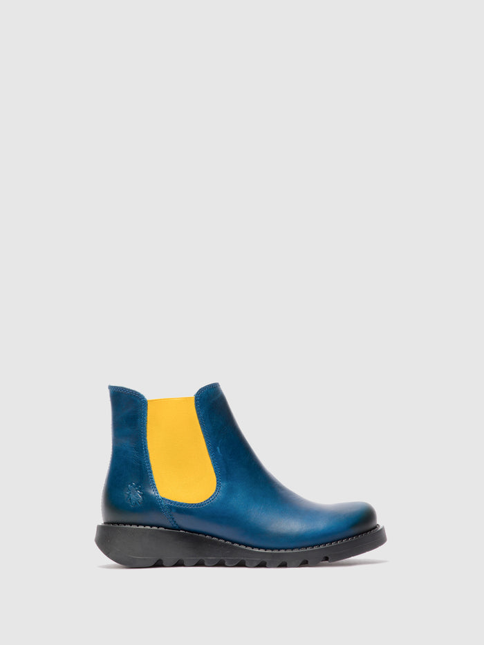 flowfold Chelsea Ankle Boots SALV RUG ROYAL BLUE (MUSTARD ELASTIC)