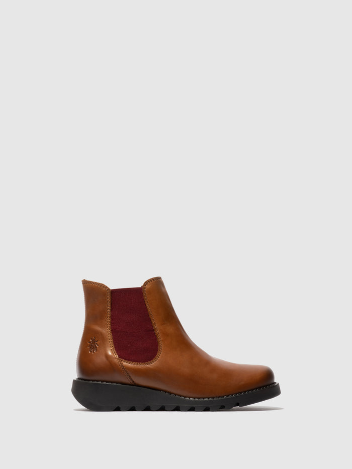 flowfold Chelsea Ankle Boots SALV195FLY MID.BROWN (RED ELASTIC)