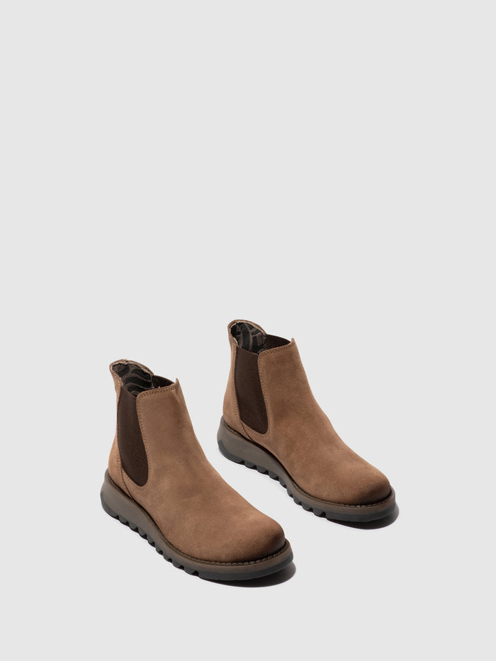 Flowfold Chelsea Ankle Boots SALV195FLY TAUPE (BROWN ELASTIC)
