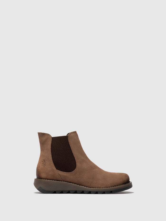 flowfold Chelsea Ankle Boots SALV195FLY TAUPE (BROWN ELASTIC)