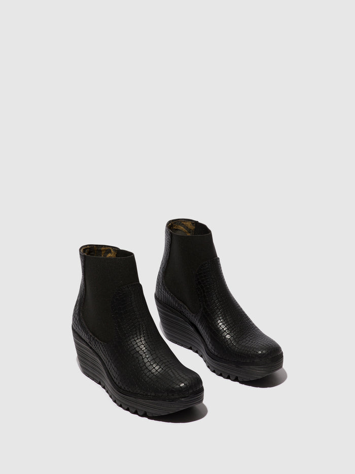 Flowfold Chelsea Ankle Boots YADE398FLY CROCO BLACK