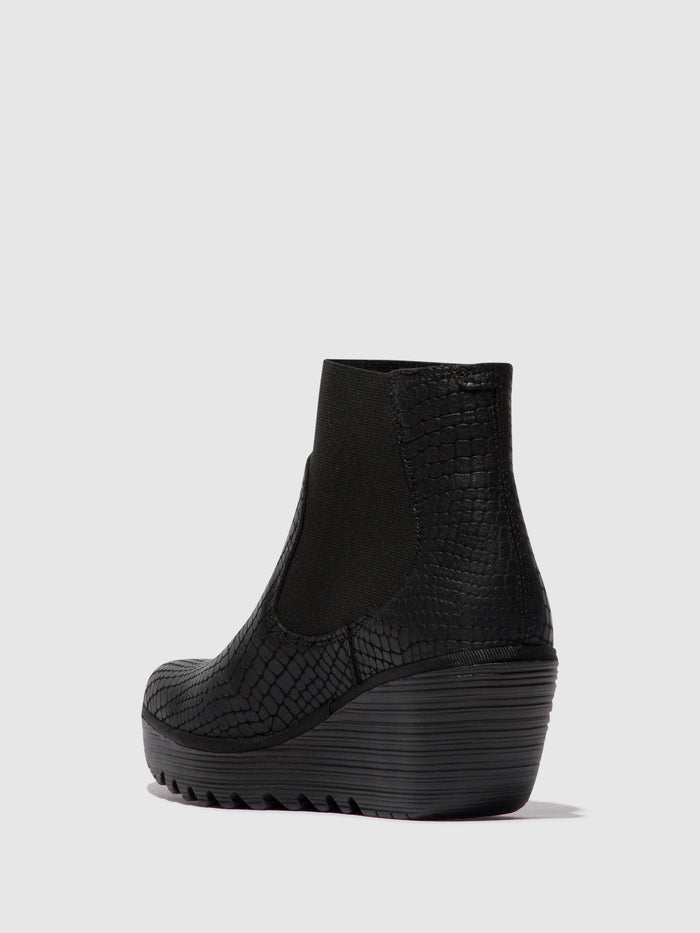 Flowfold Chelsea Ankle Boots YADE398FLY CROCO BLACK
