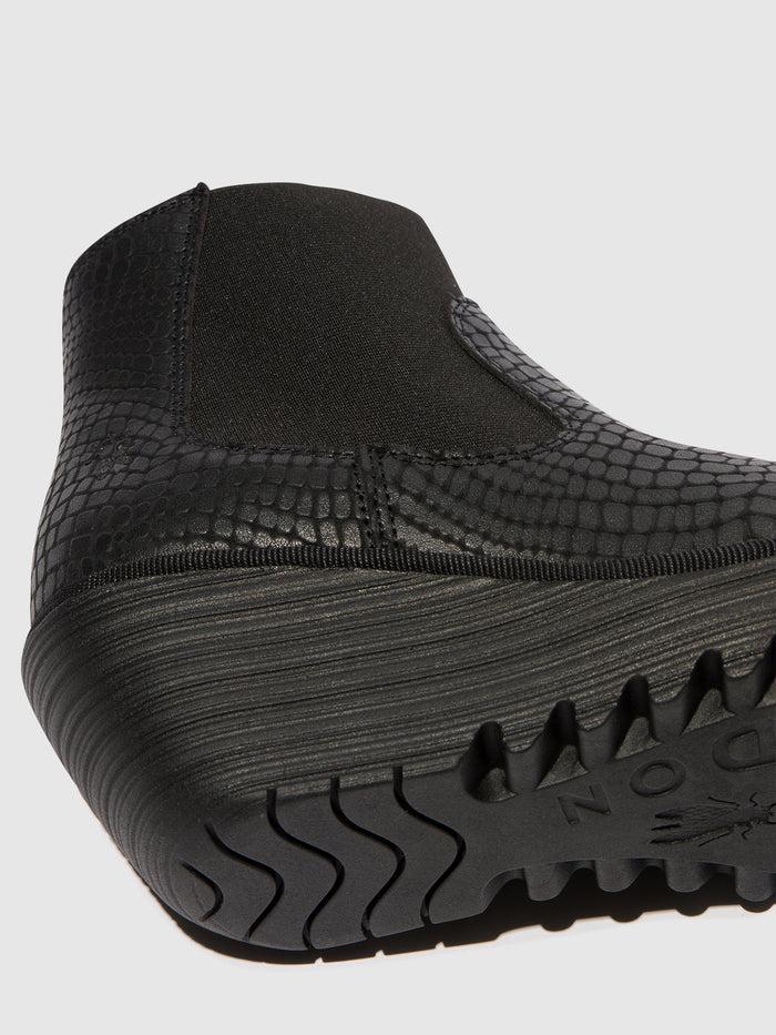 Flowfold Chelsea Ankle Boots YADE398FLY CROCO BLACK