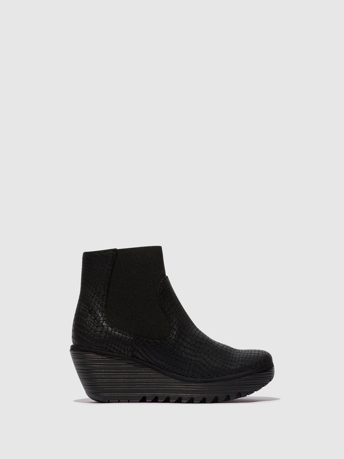 flowfold Chelsea Ankle Boots YADE398FLY CROCO BLACK