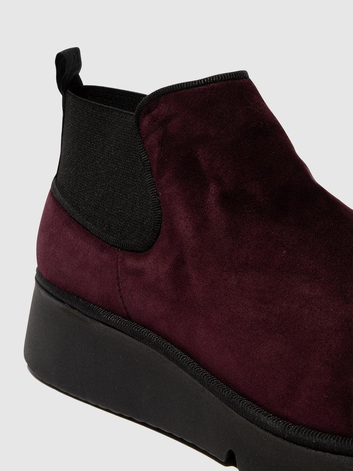 Flowfold Elasticated Ankle Boots PADA403FLY KID SUEDE WINE