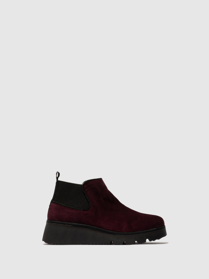 flowfold Elasticated Ankle Boots PADA403FLY KID SUEDE WINE