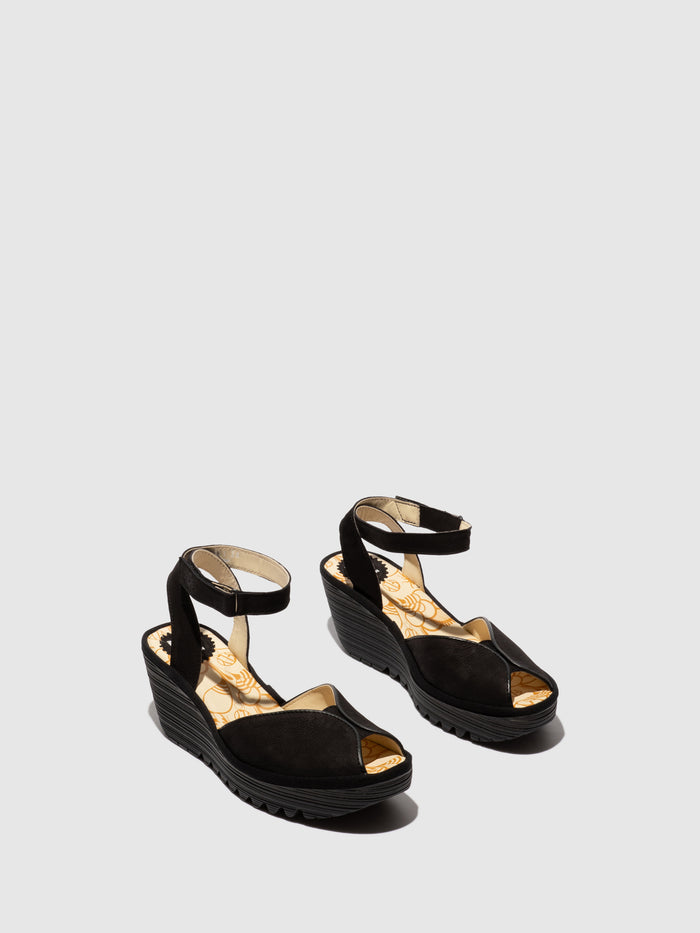 Flowfold Ankle Strap Sandals YAID552FLY BLACK