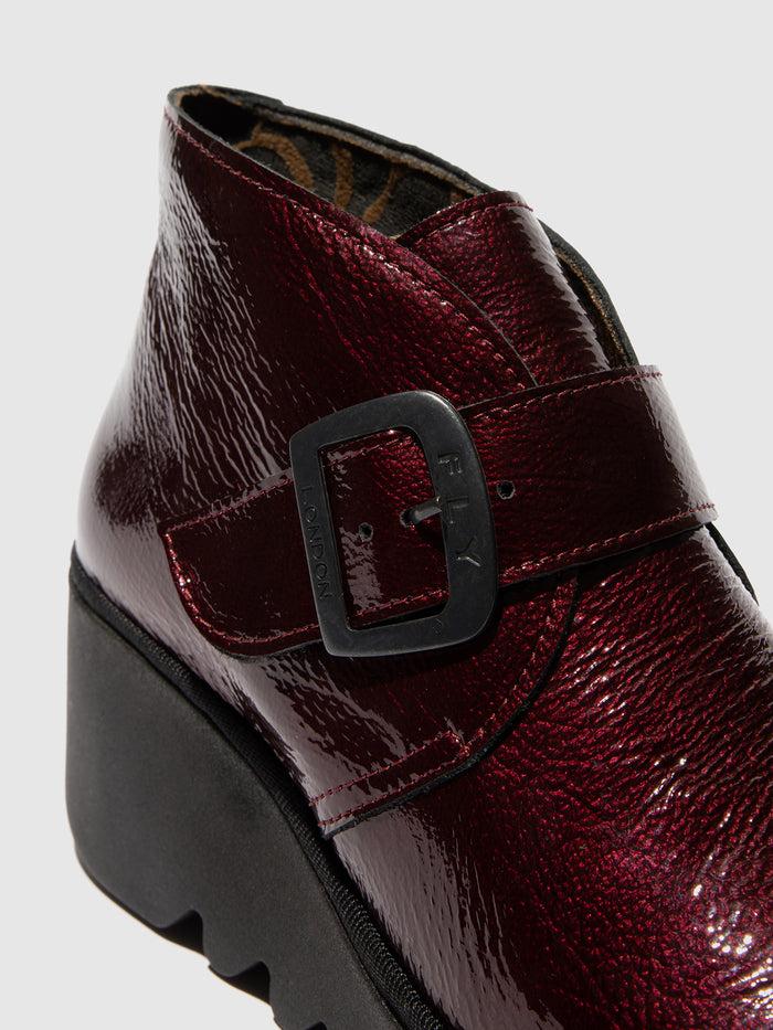 Flowfold Buckle Ankle Boots BIRT397FLY WINE