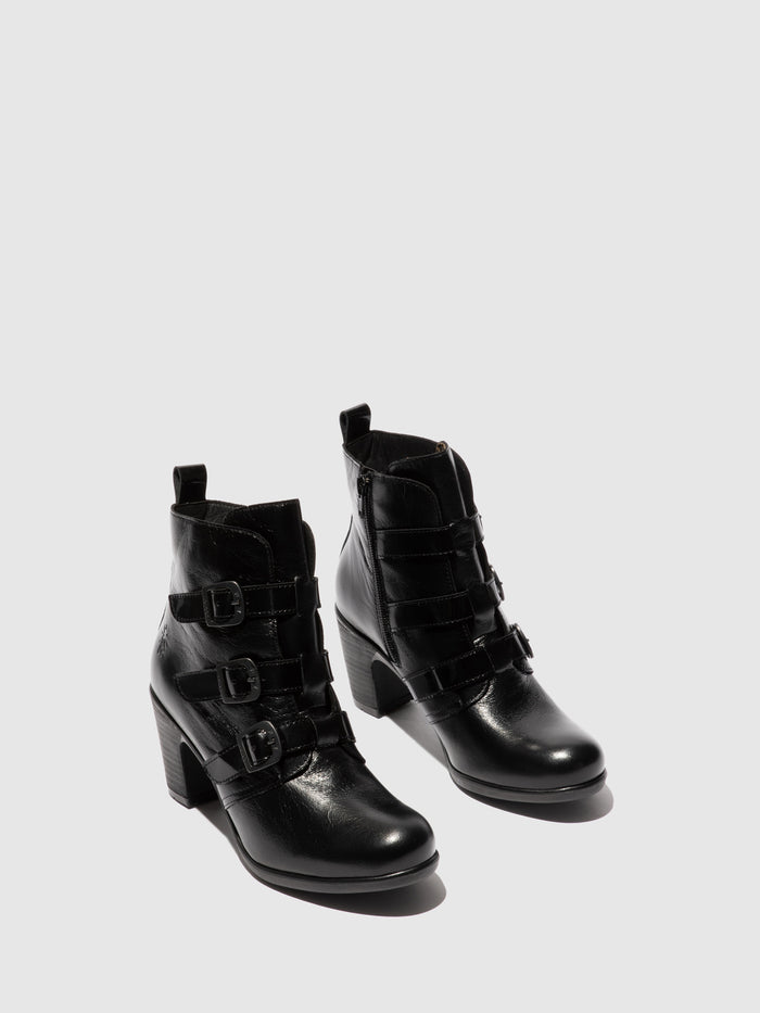 Flowfold Buckle Ankle Boots KLEA012FLY BLACK