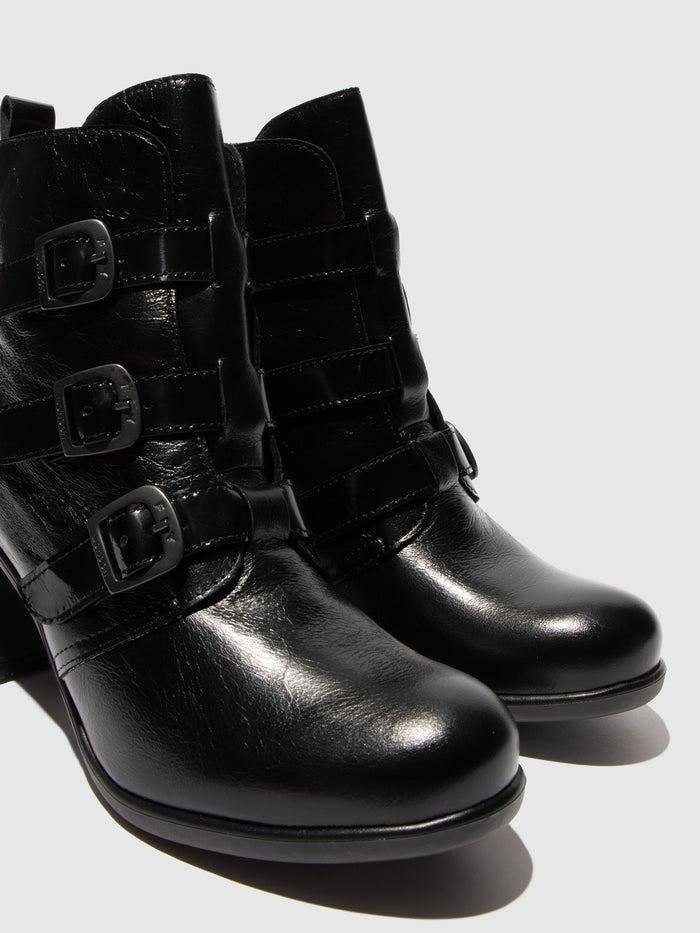 Flowfold Buckle Ankle Boots KLEA012FLY BLACK