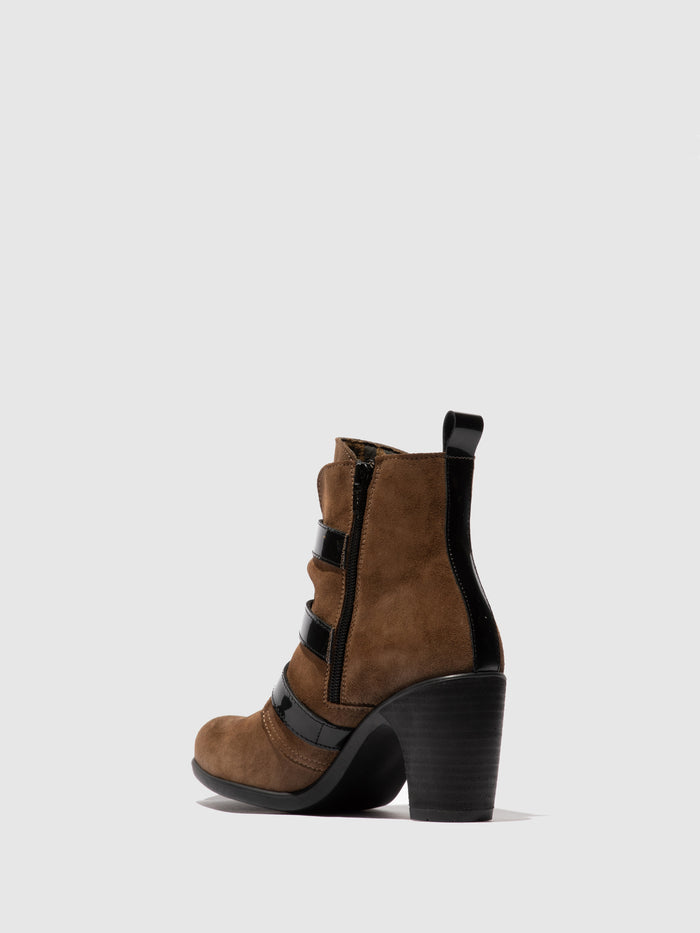 Flowfold Buckle Ankle Boots KLEA012FLY TAUPE/BLACK