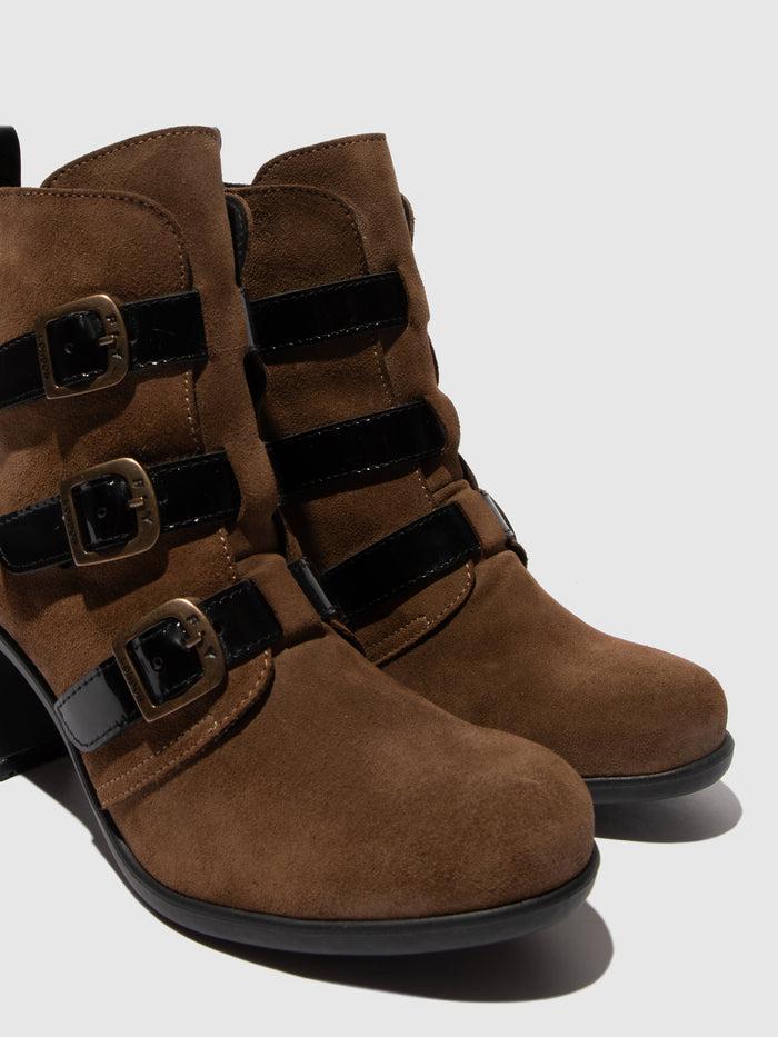 Flowfold Buckle Ankle Boots KLEA012FLY TAUPE/BLACK