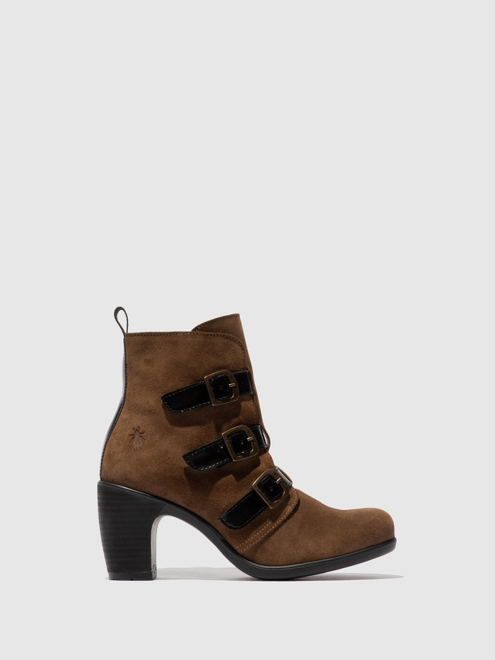 flowfold Buckle Ankle Boots KLEA012FLY TAUPE/BLACK