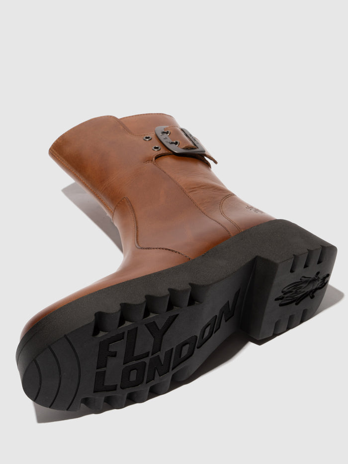 Flowfold Buckle Ankle Boots MAZZ127FLY MID. BROWN