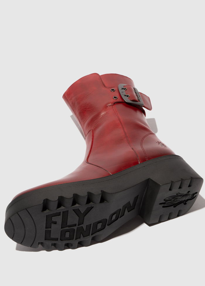 Flowfold Buckle Ankle Boots MAZZ127FLY RED