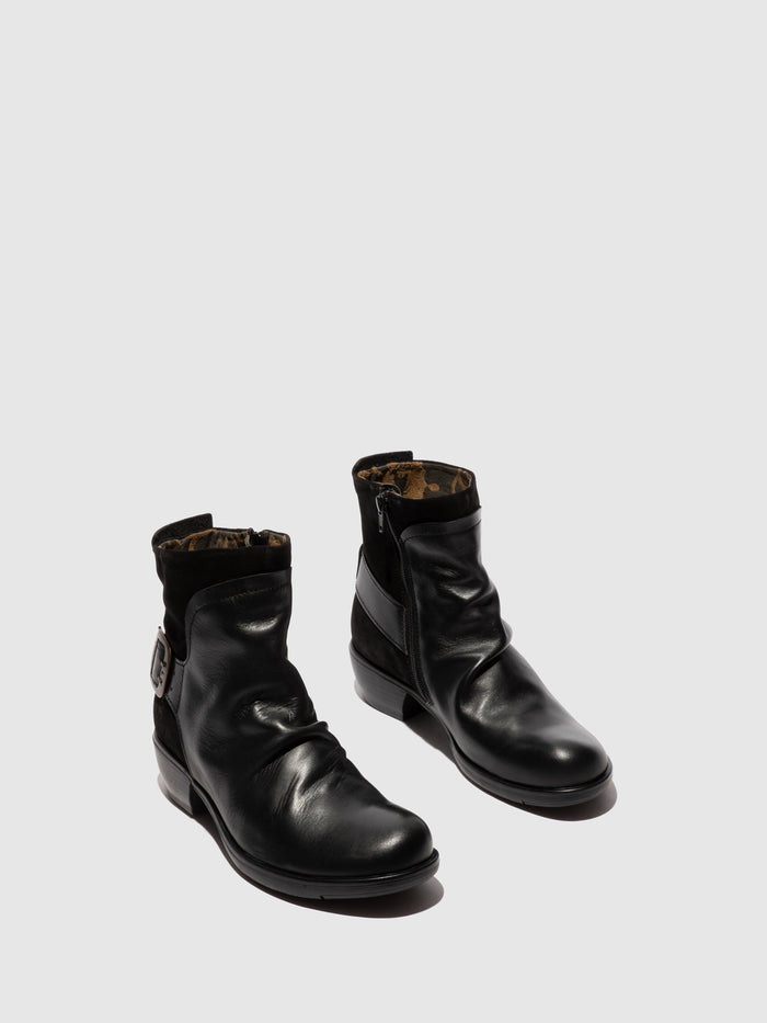 Flowfold Buckle Ankle Boots MEL BLACK
