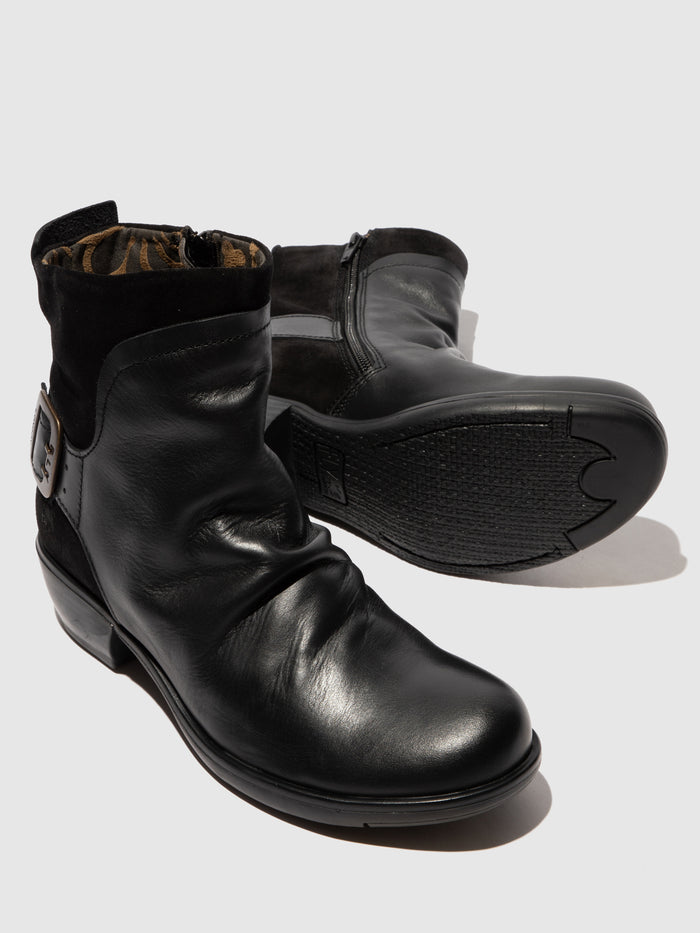 Flowfold Buckle Ankle Boots MEL BLACK