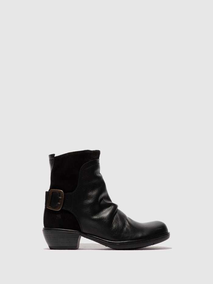 flowfold Buckle Ankle Boots MEL BLACK