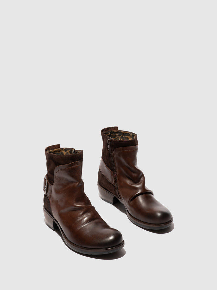 Flowfold Buckle Ankle Boots MEL DK BROWN