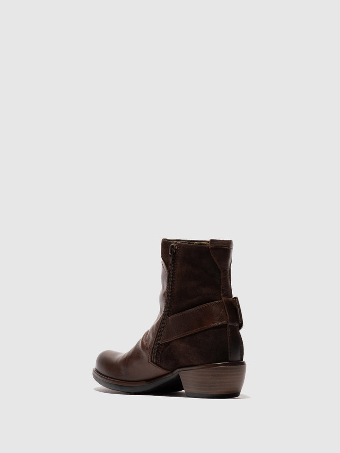 Flowfold Buckle Ankle Boots MEL DK BROWN