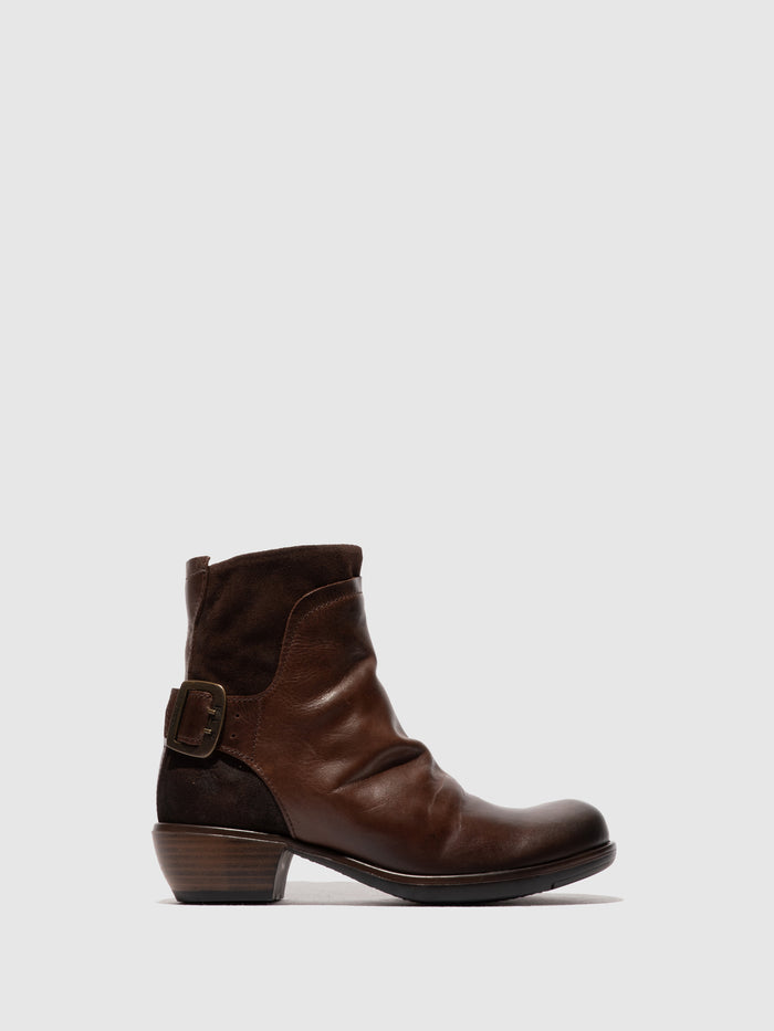 flowfold Buckle Ankle Boots MEL DK BROWN