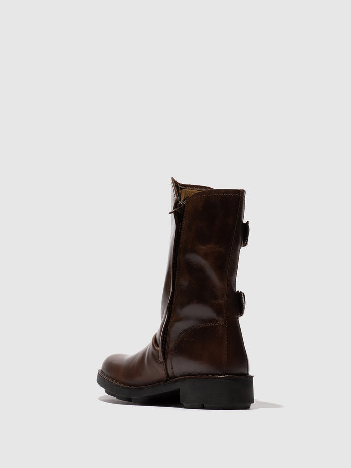 Flowfold Buckle Ankle Boots NACH177FLY DK. BROWN