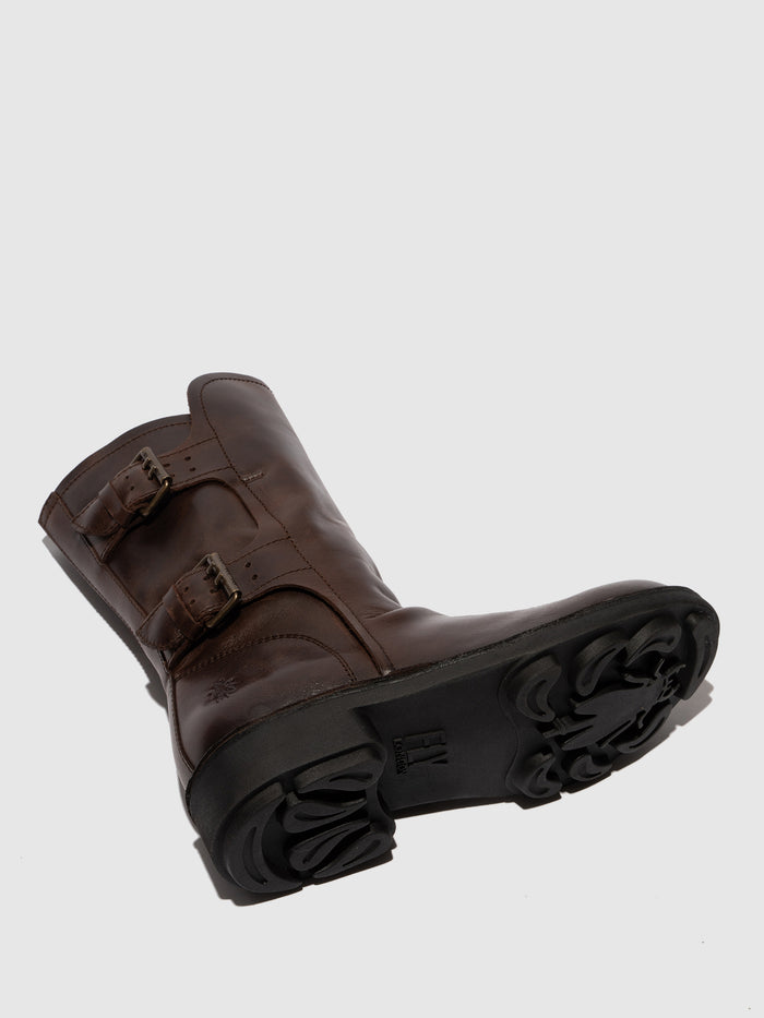 Flowfold Buckle Ankle Boots NACH177FLY DK. BROWN