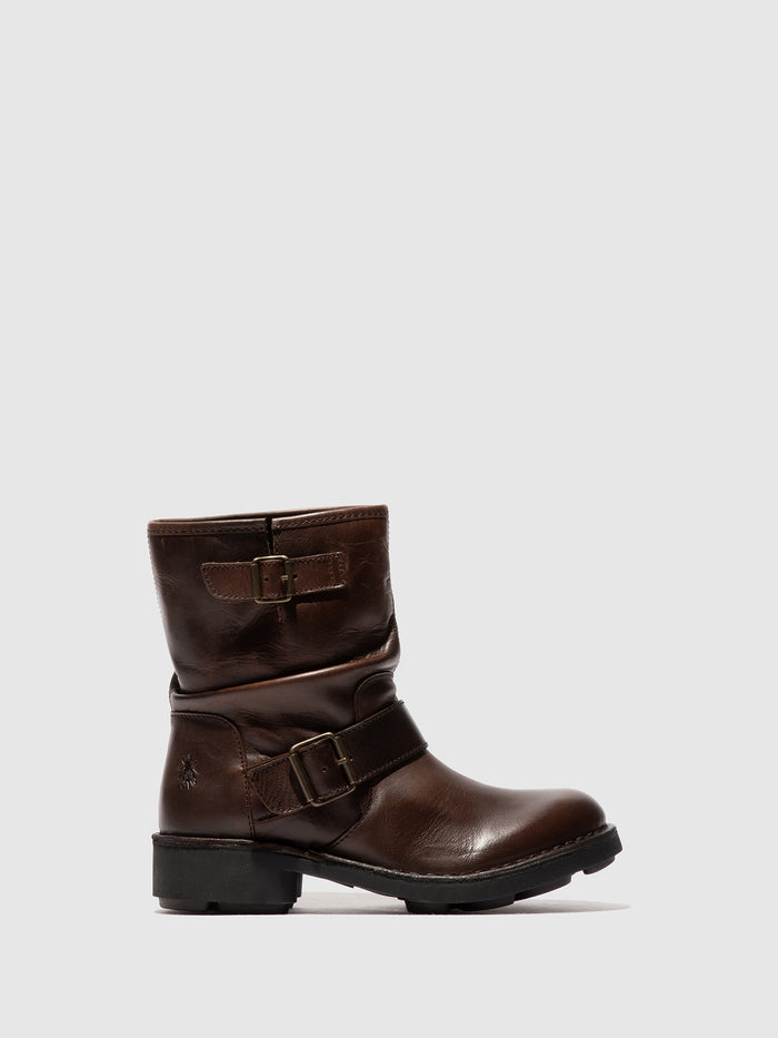 flowfold Buckle Ankle Boots NIRE178FLY DK. BROWN