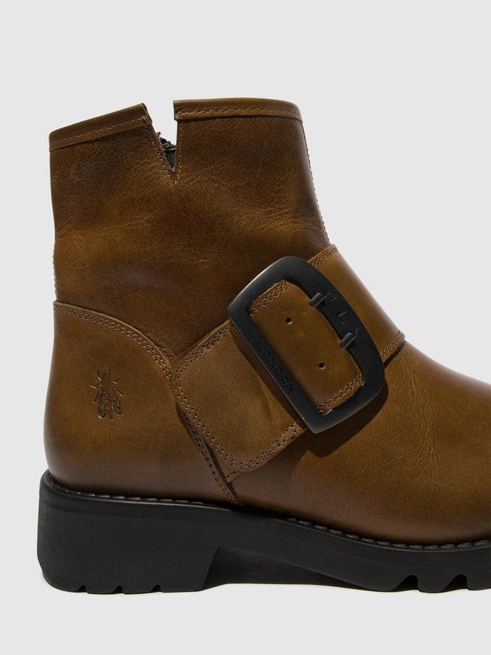 Flowfold Buckle Ankle Boots RILY991FLY CAMEL