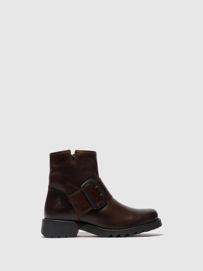 flowfold Buckle Ankle Boots RILY991FLY DARK BROWN