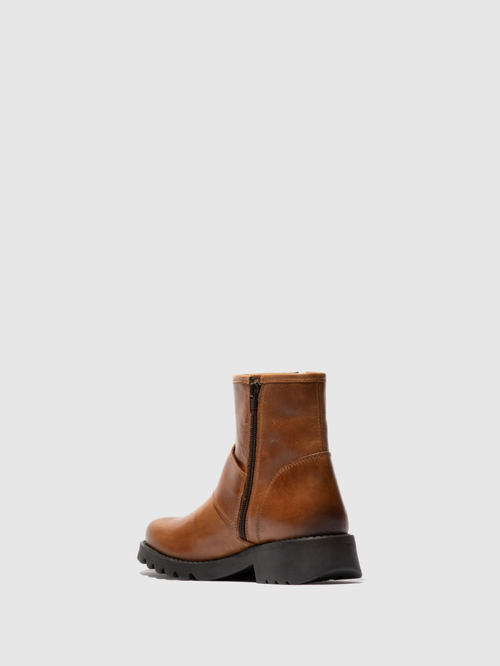 Flowfold Buckle Ankle Boots RILY991FLY MID BROWN