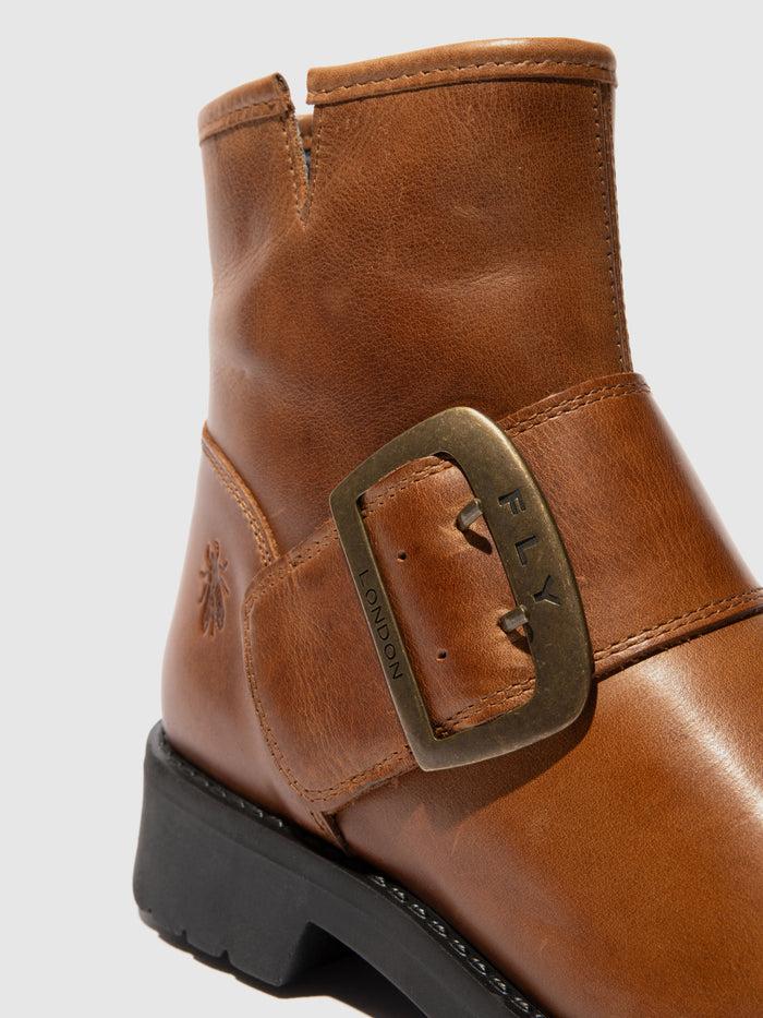 Flowfold Buckle Ankle Boots RILY991FLY MID BROWN