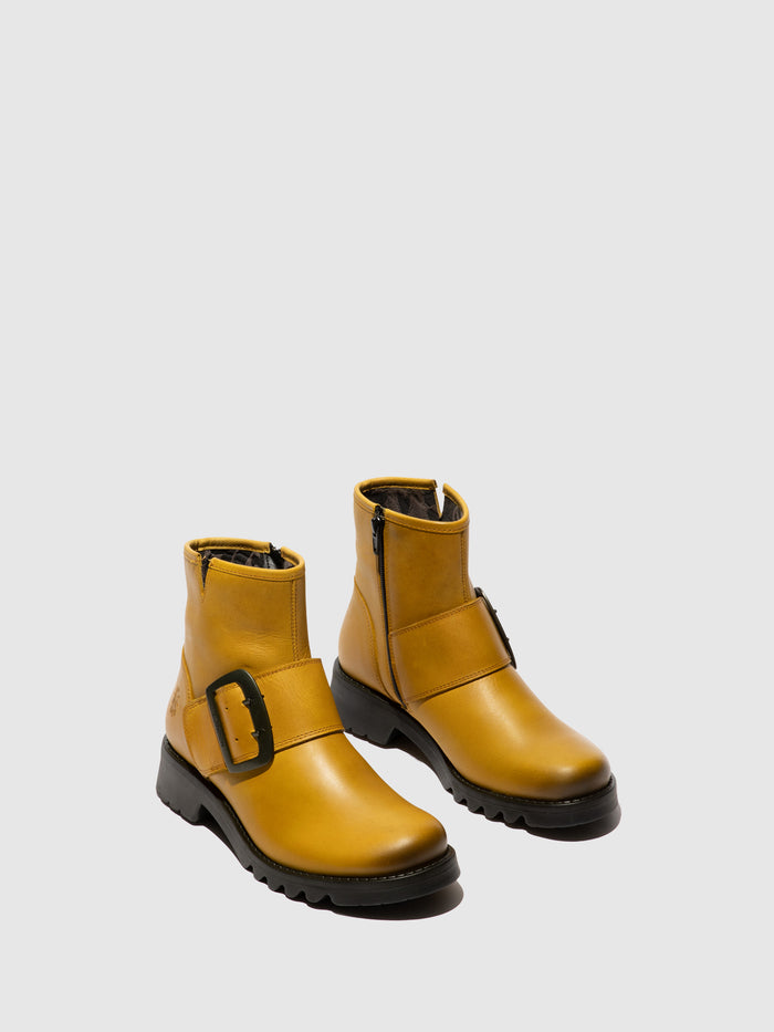Flowfold Buckle Ankle Boots RILY991FLY MUSTARD