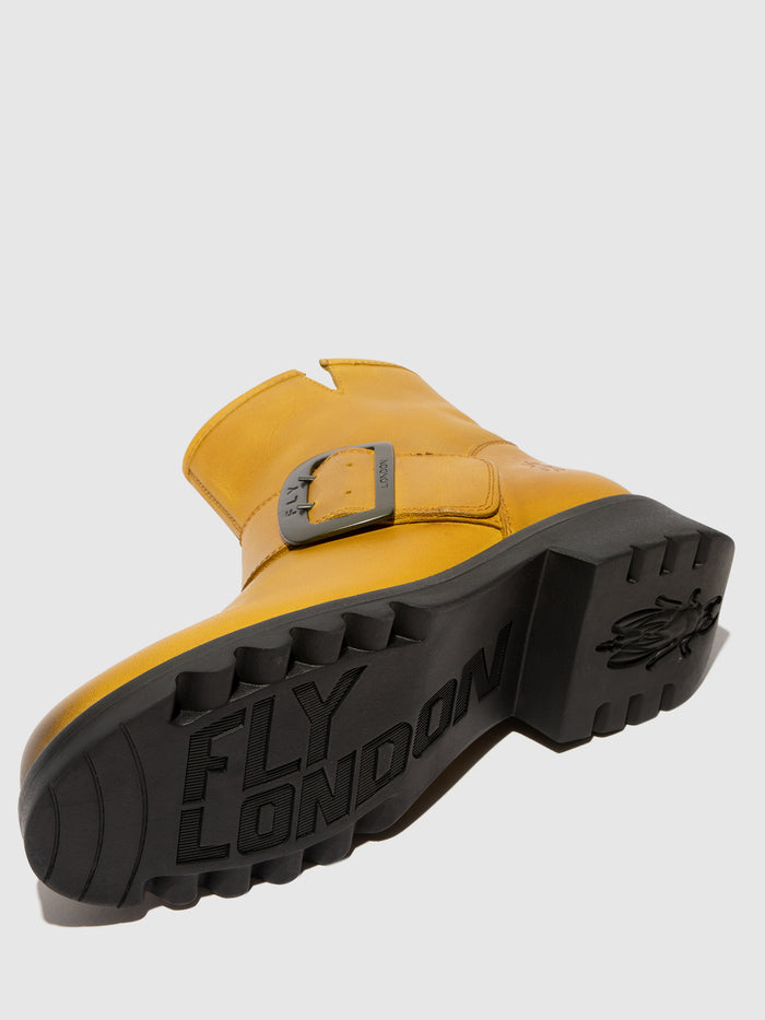 Flowfold Buckle Ankle Boots RILY991FLY MUSTARD