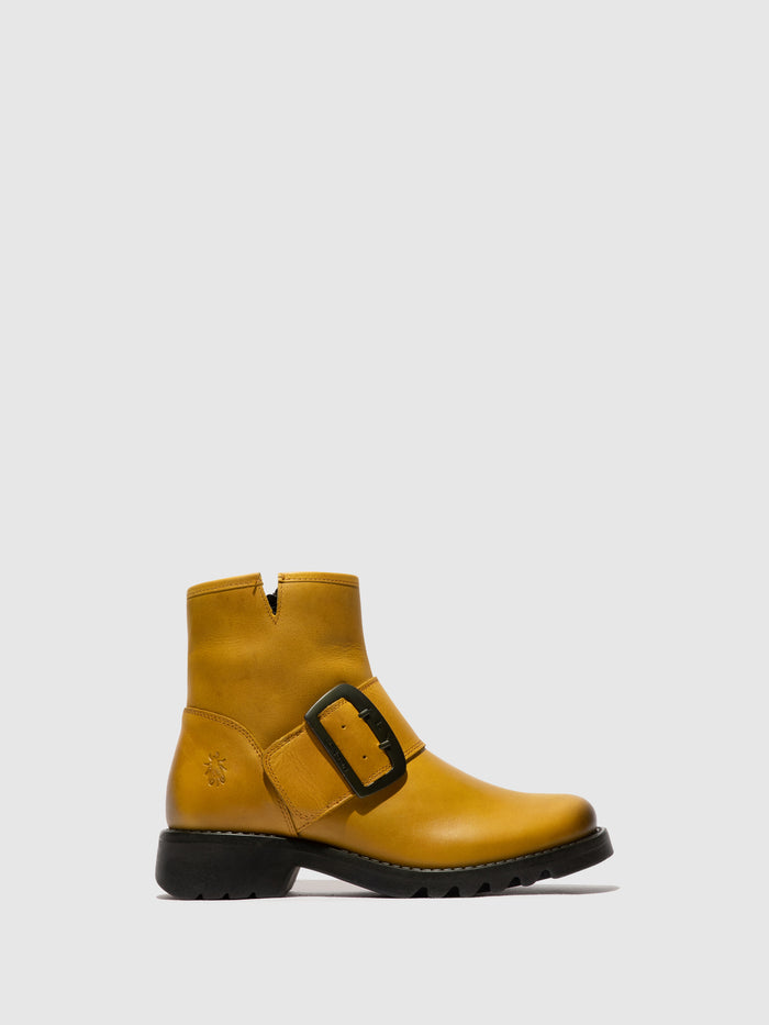 flowfold Buckle Ankle Boots RILY991FLY MUSTARD