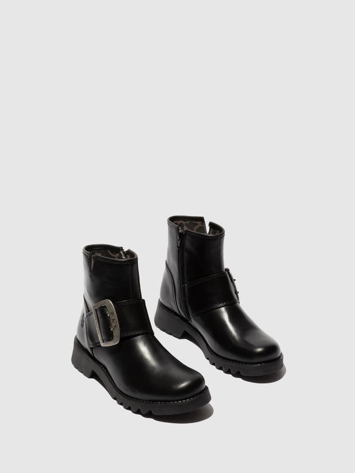 Flowfold Buckle Ankle Boots RILY991FLY RUG BLACK