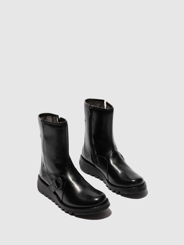 Flowfold Buckle Ankle Boots SABE013FLY BLACK