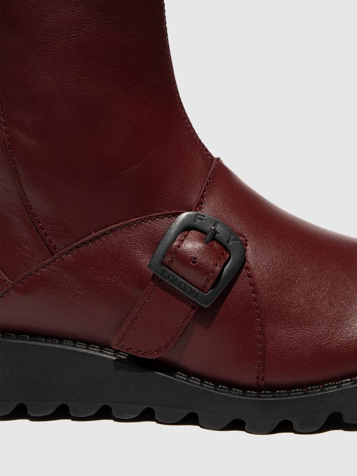 Flowfold Buckle Ankle Boots SABE013FLY WINE