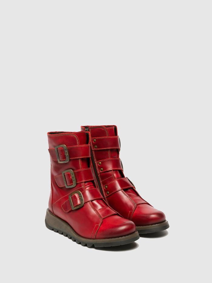 Flowfold Buckle Ankle Boots SCOP110FLY RED