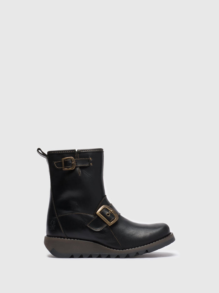 flowfold Buckle Ankle Boots SINO525FLY BLACK