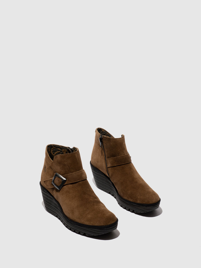 Flowfold Buckle Ankle Boots YORT597FLY ELEPHANT