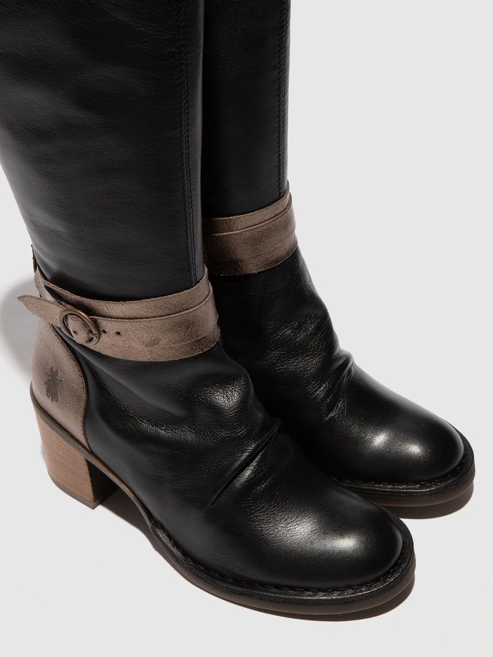 Flowfold Buckle Boots BEIF165FLY BLACK/DK GOLD