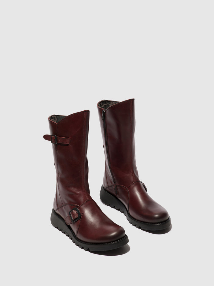 Flowfold Buckle Boots MES 2 WINE(BLACK SOLE)
