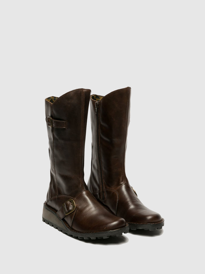Flowfold Buckle Boots MES DK BROWN