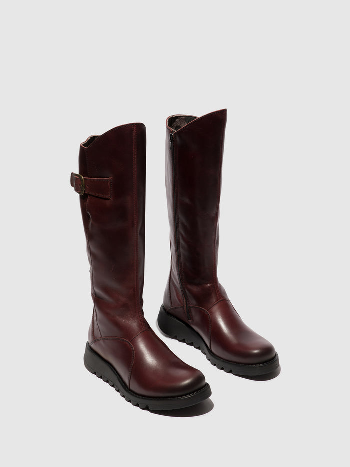 Flowfold Buckle Boots MOL 2 WINE(BLACK SOLE)