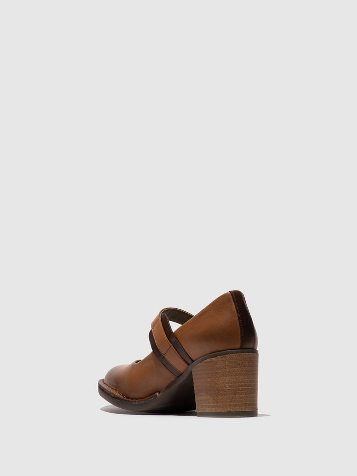 Flowfold Buckle Shoes BAGY164FLY COGNAC/DK BROWN