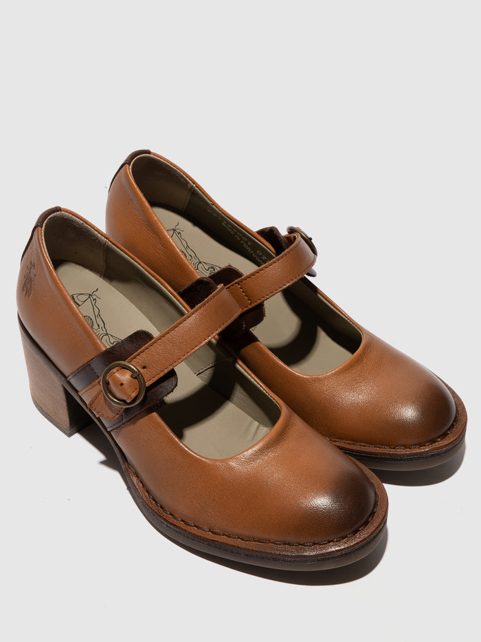Flowfold Buckle Shoes BAGY164FLY COGNAC/DK BROWN