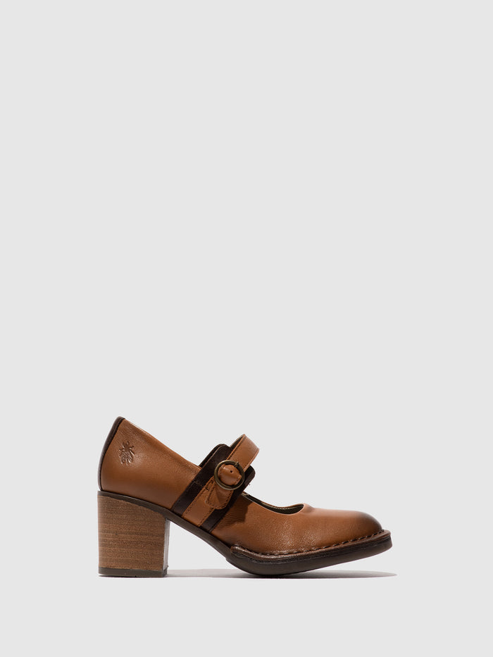 flowfold Buckle Shoes BAGY164FLY COGNAC/DK BROWN