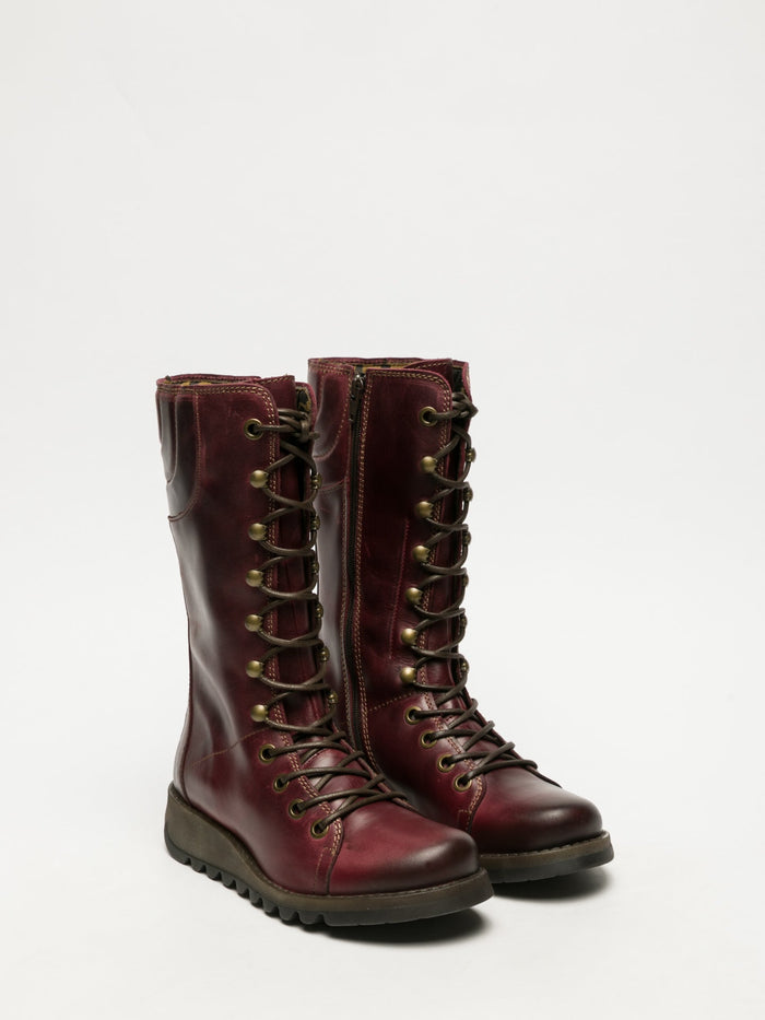 Flowfold DarkRed Lace-up Boots