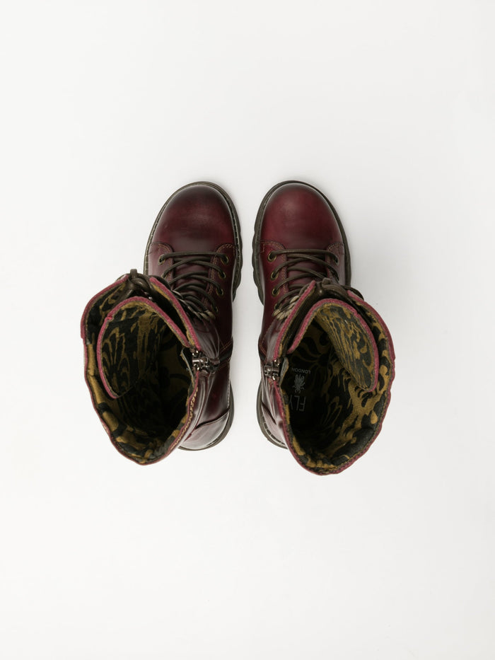 Flowfold DarkRed Lace-up Boots